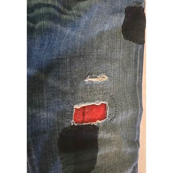 Polo‎ Ralph Lauren Patchwork Jeans Men 2000s Distressed Plaid RRL Workwear SZ 31 - Picture 7 of 15